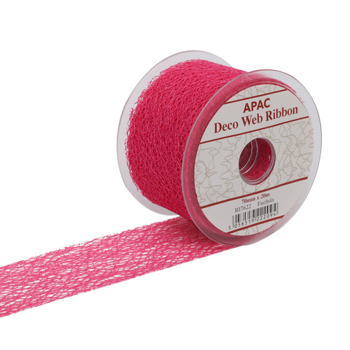 70mm Deco Web Ribbon - Pink (Fuchsia)