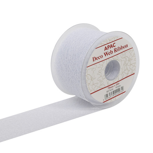 70mm Deco Web Ribbon - White