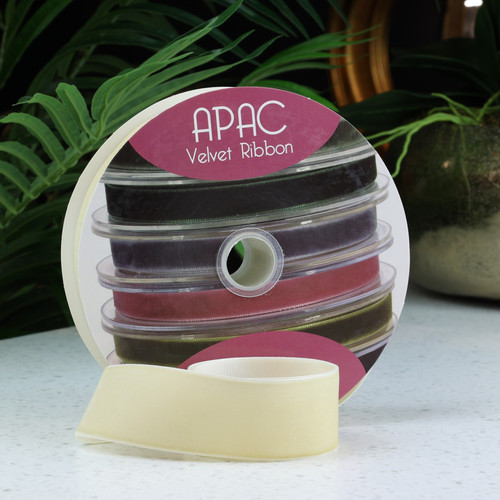 38mm Velvet Ribbon - Ivory (20m)