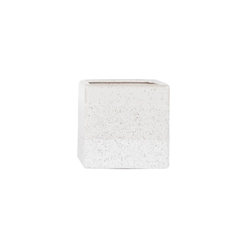 Ceramic Pot Cube - Hortus Bordeaux Stoneware White (12.5cm H x 12.5cm W)