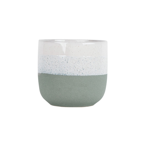 Ceramic Pot - Hortus Bordeaux Stoneware Green & White (20cm H x 22cm Dia)