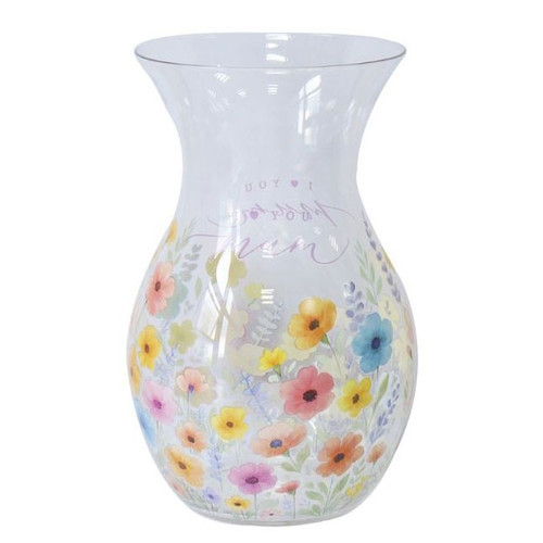 Fluted Flare Top Glass Vase - I Love You Mum Flower