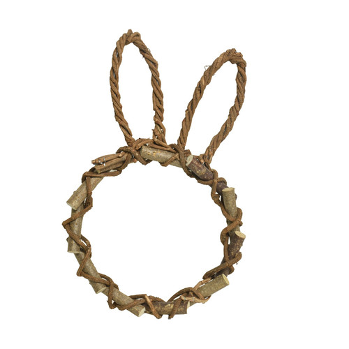 Easter Decoration - Woven Twig Rabbit Silhouette Wreath (37cm H)