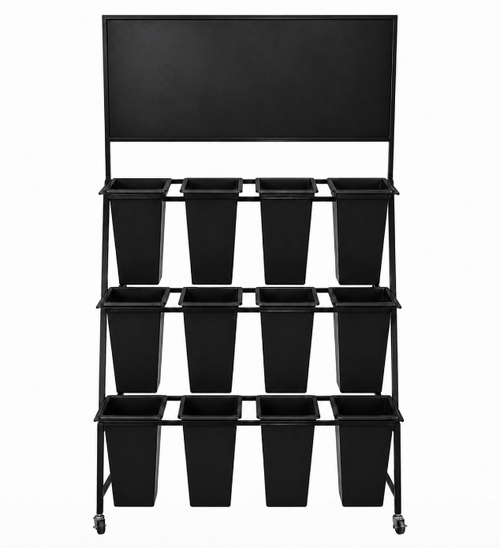 Black Metal Flower 12 Bucket Display Stand