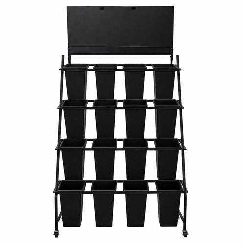 Black Metal Flower 16 Bucket Display Stand