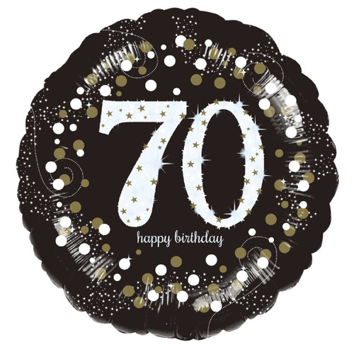 Foil Helium Balloon - 70th Birthday Sparkling Gold