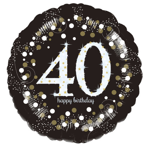 Foil Helium Balloon - 40th Birthday Sparkling Gold