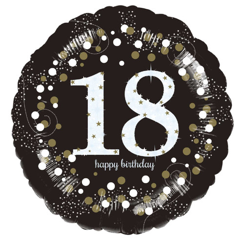Foil Helium Balloon - 18th Birthday Sparkling Gold