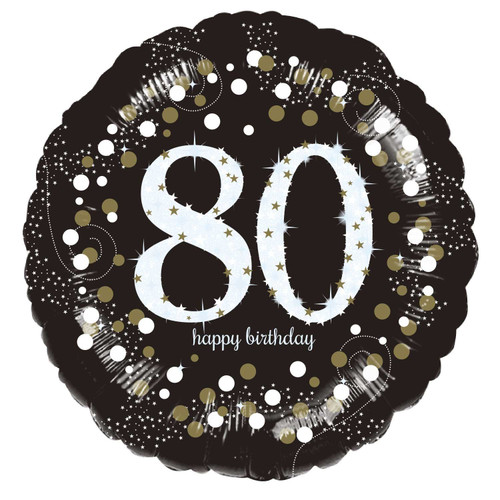Foil Helium Balloon - 80th Birthday Sparkling Gold