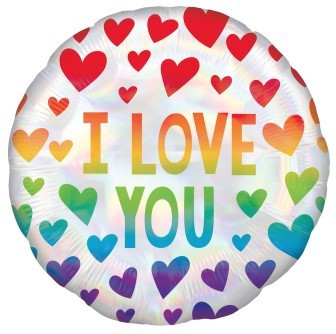 Foil Balloon - I Love You Rainbow Hearts (18"/45cm)
