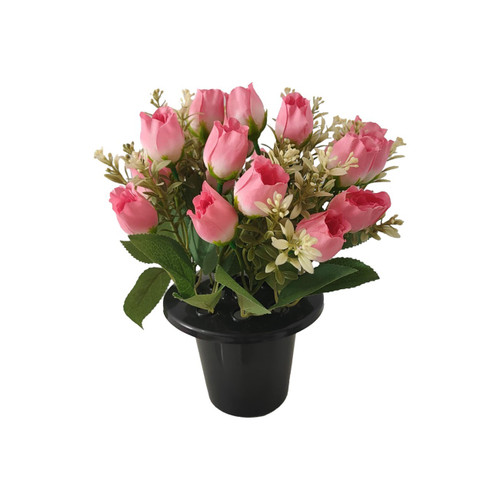 Essential Rose Mix Remembrance Grave Pot - Pink