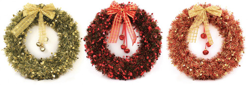 Tinsel Christmas Wreath with Bells (Assorted)