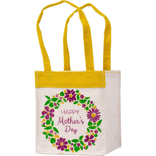 Jute Plant Bag - Happy Mother's Day Wreath