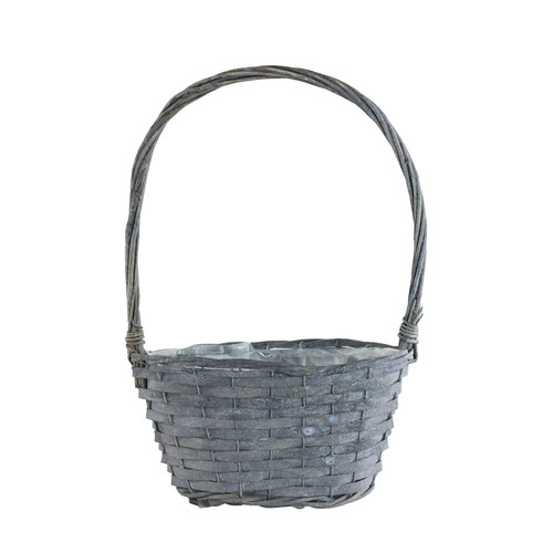 Grey/White Wash Split Willow Basket (25cm)
