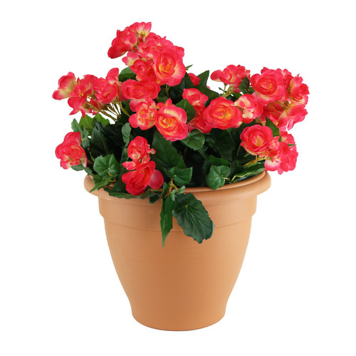 Artificial Red Begonia Patio Planter