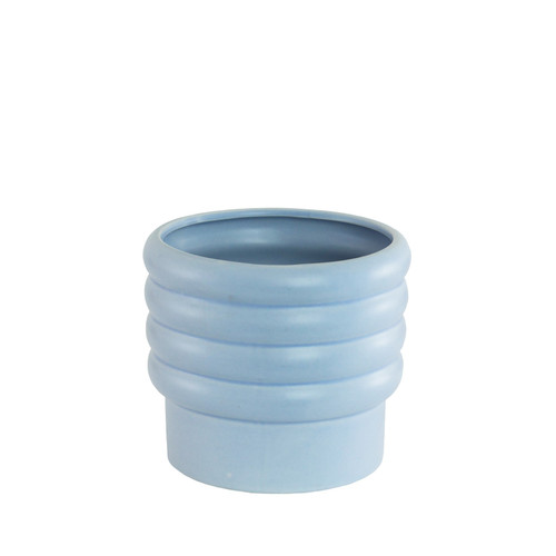 Light Blue Ribbed Pot (13.5cm)
