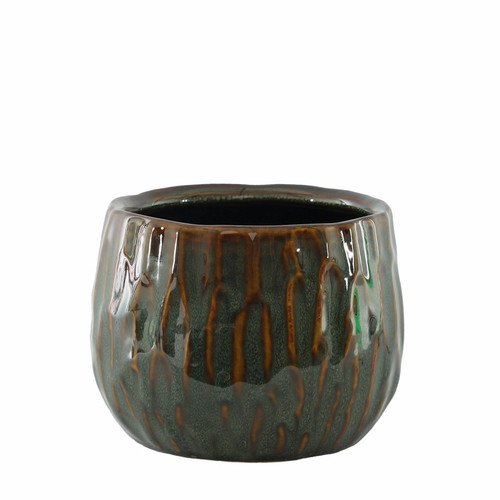 Blue/Brown Hortus Darwin Reactive Glaze Pot (15 x 12cm)