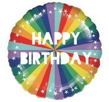 Foil Helium Balloon - Happy Birthday Bright Rainbow