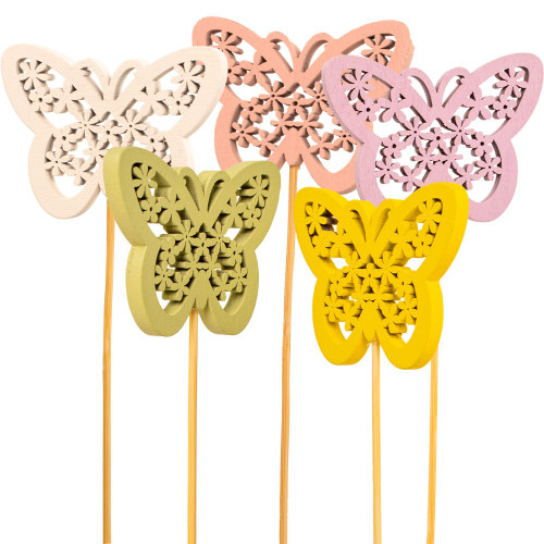 Colourful Butterfly Picks (Set of 5, short canes)