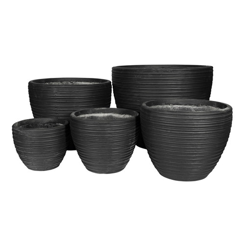 Set of 5 Black Hortus banded planters