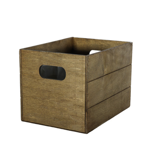 Brown Stain Plywood Crate with Cut-Out Handles