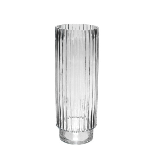 Clear Wide Ribbed Glass Vase (40cm)