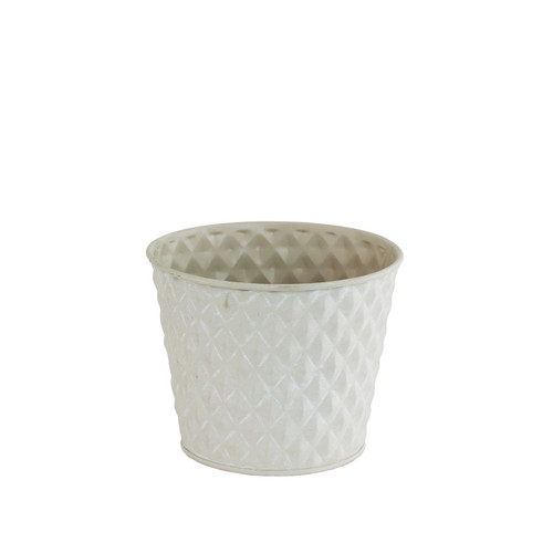 Cream Debossed Diamond Zinc Pot
