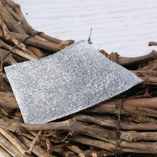 63mm Wired Edge Ribbon - Silver Glitter