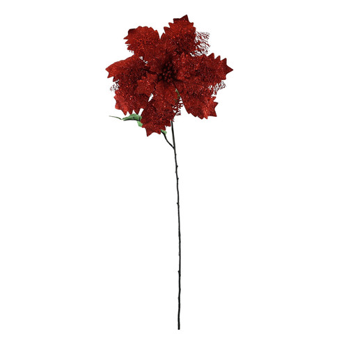 Red Glitter & Sequin Poinsettia (70cm)