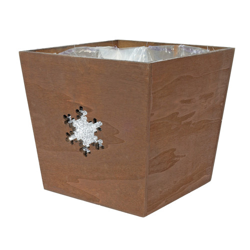 Square Plywood Planter With Glitter Snowflake