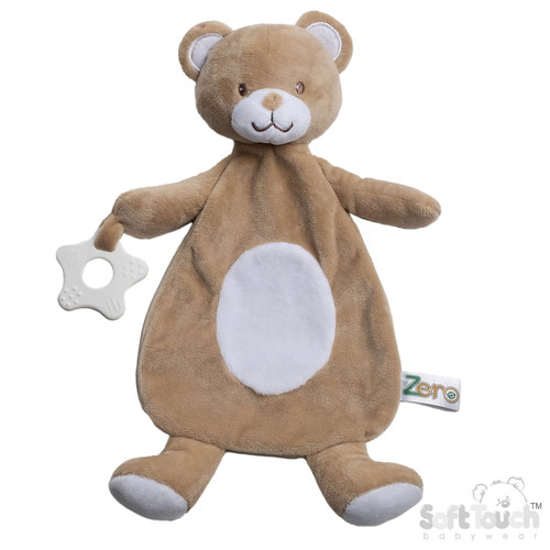 Brown Eco Recycled Bear Comforter with Teething Ring
