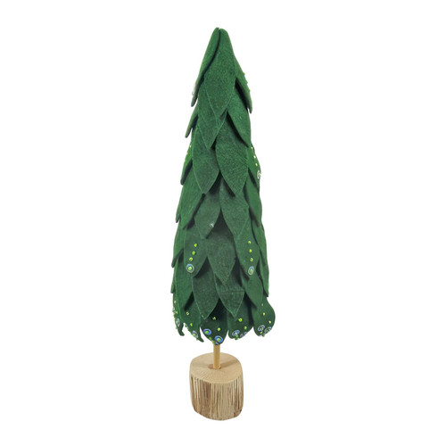 Standing Decoration - Felt Xmas Tree Ornament with Wooden Base - H 42.5cm