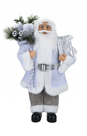 Santa Decoration - Luxury Standing in Grey Suit (45cm)