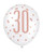 Latex Balloons - 30th Rose Gold & White