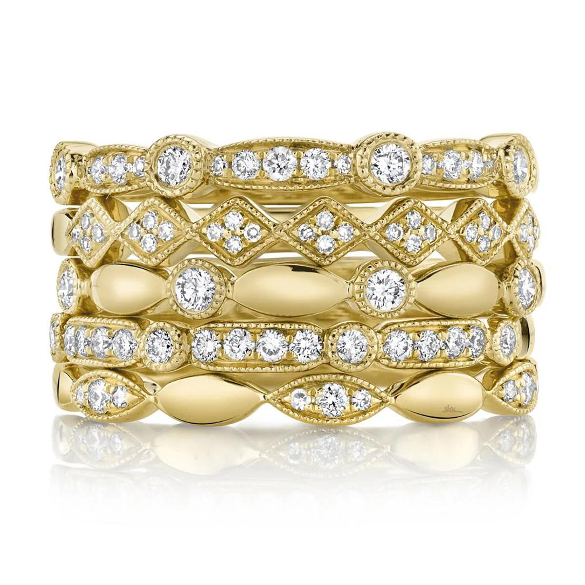 Diamond Stack Ring in Yellow Gold by Shy Creation (SC22005623)