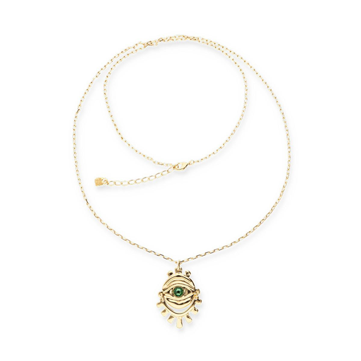 Ser Intuitiva Green Eye Pendant Necklace In Gold by UNOde50