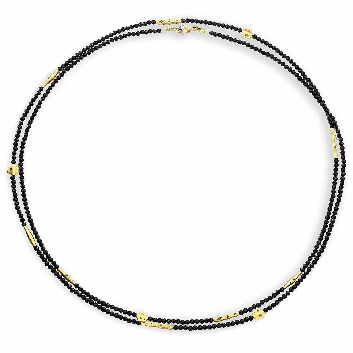 Alex Sepkus Flora Beaded Necklace | 18KT Gold, Black Spinel
