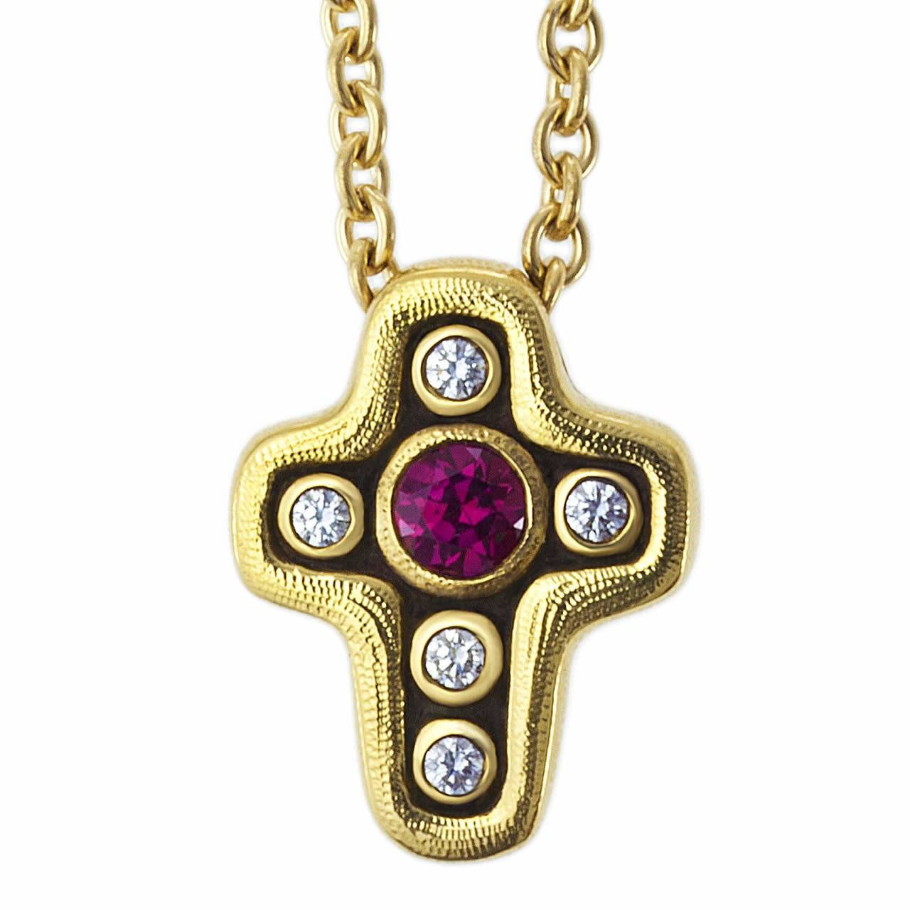 Alex Sepkus Cross Necklace - 18KT Gold, Ruby, Diamonds