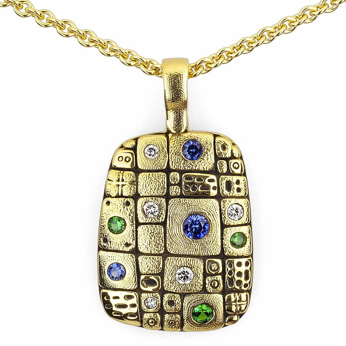 Alex Sepkus Old Pathway Necklace | 18KT Gold, Blue Sapphire, tsavorite
