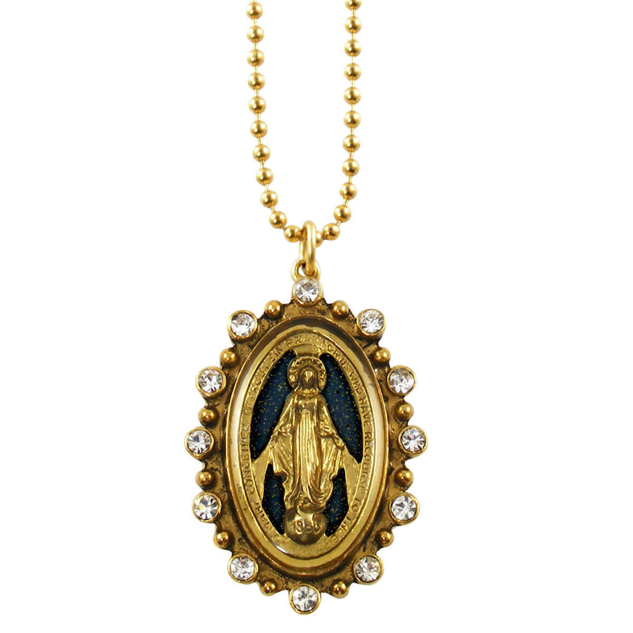 Virgins Saints and Angels Milagrosa Charm Necklace Gold Diamond
