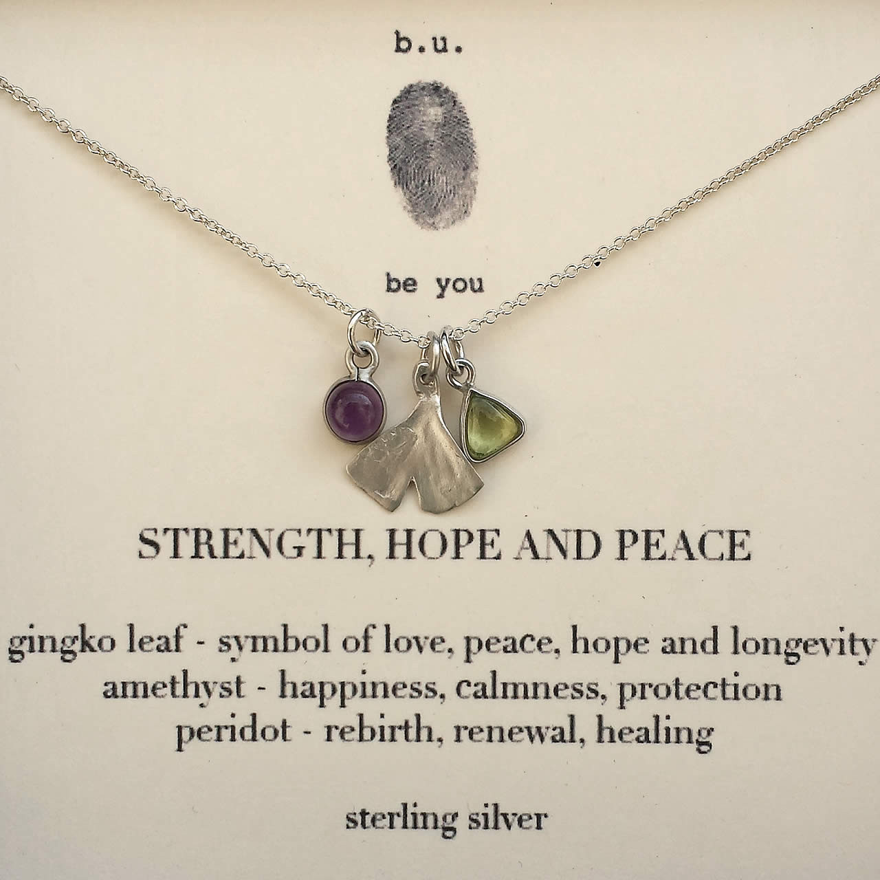 Strength, Hope and Peace Necklace by b.u. Jewelry| Giving Tree Gallery