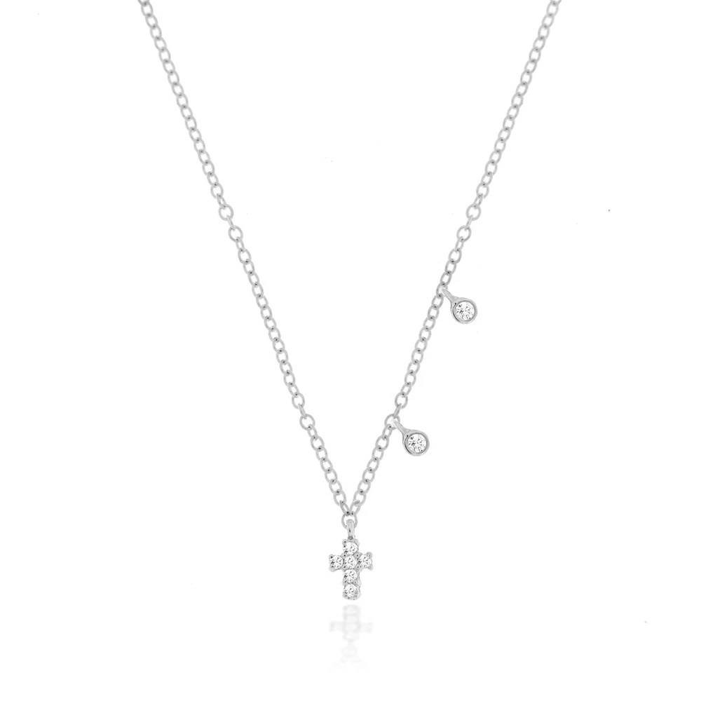 Dainty Cross Diamond Necklace by Meira 