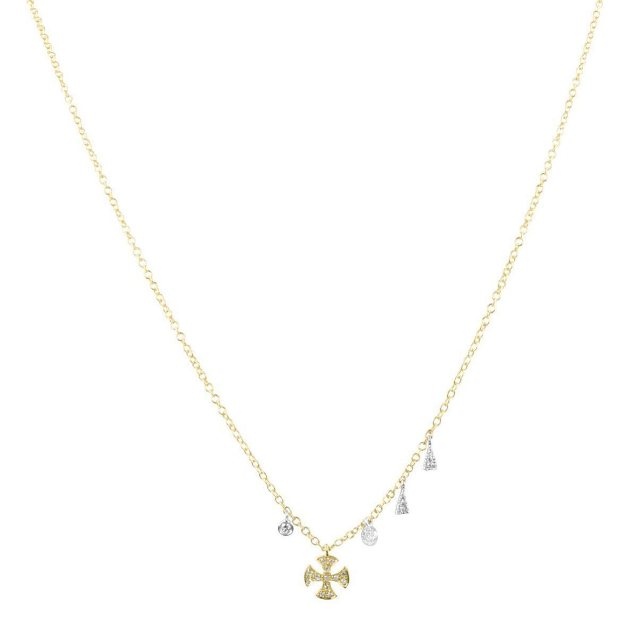 14k Yellow Gold, Diamond Flower Meira T Necklace