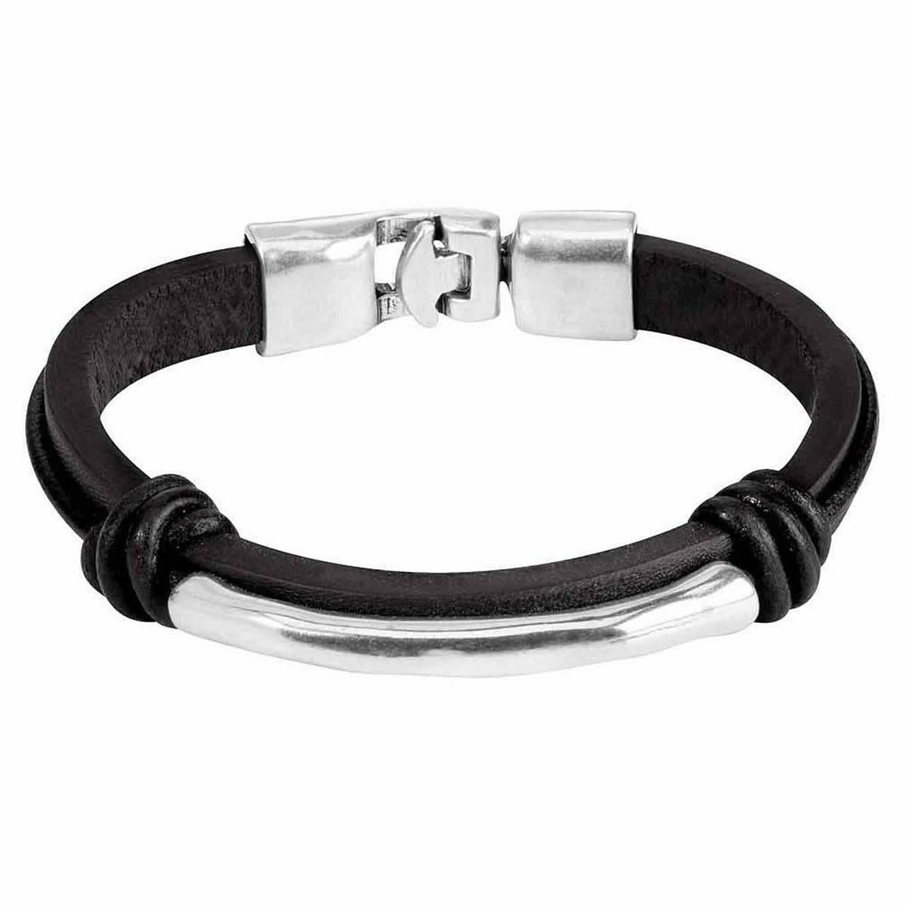 Benito Double Wrap Leather Bracelet Black And Black
