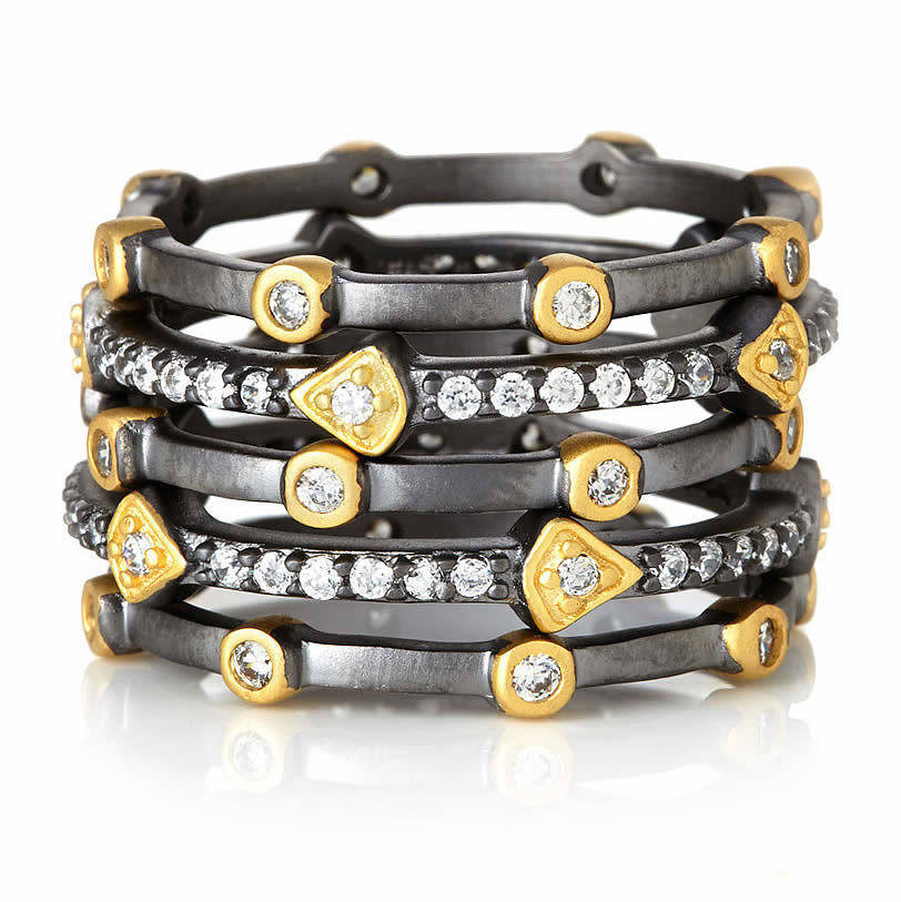 Freida Rothman Signature Mixed Stackable 5 Ring Set
