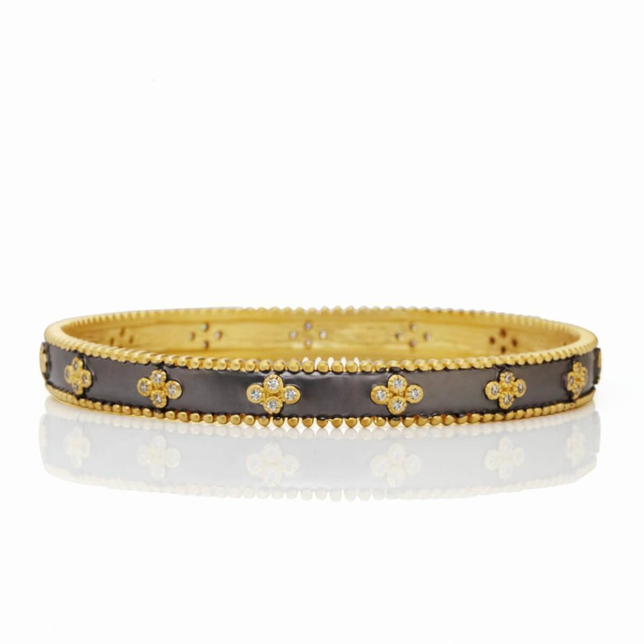 Freida Rothman | Stack This! Oval Eternity Hinged Bangle Gold & Black