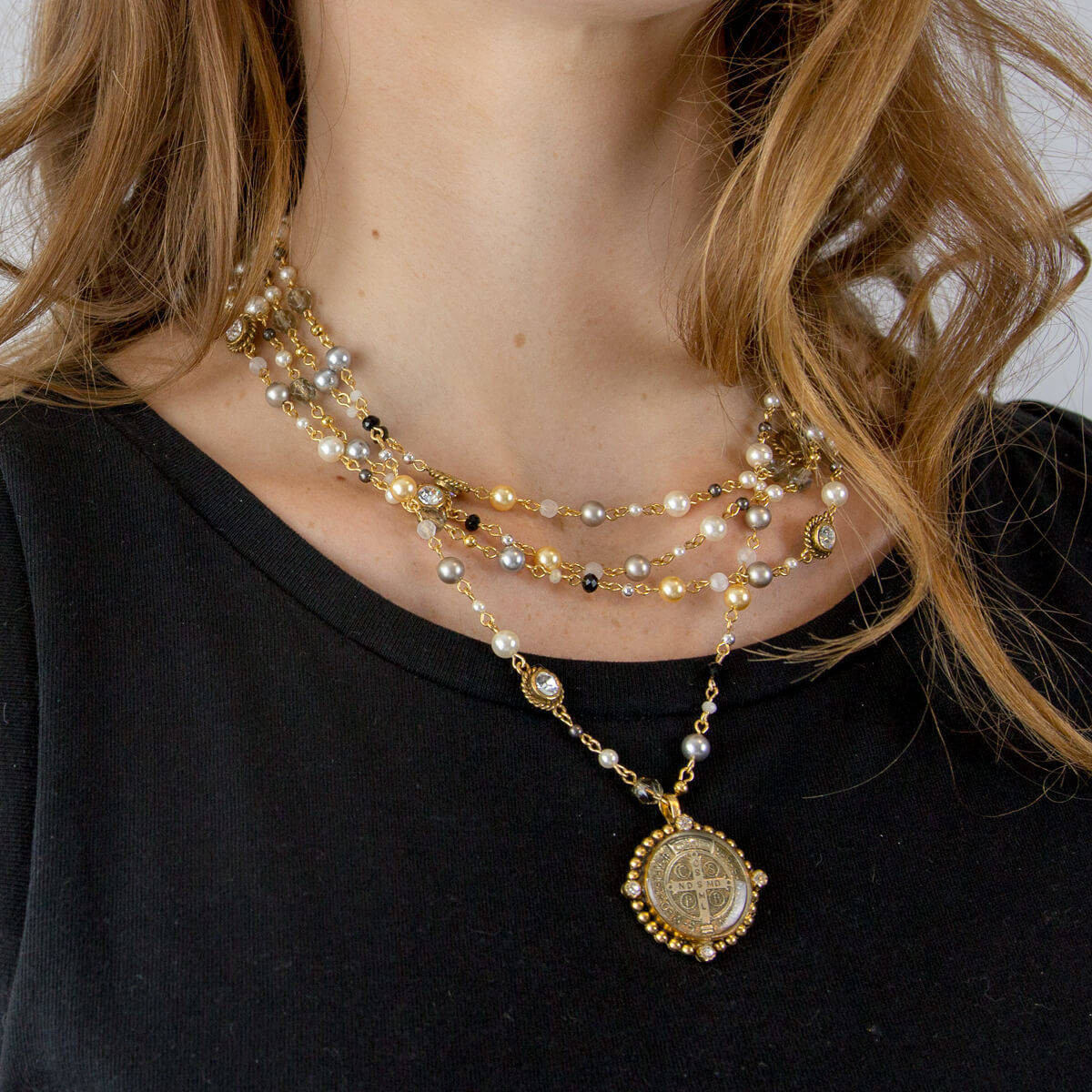 Virgins Saints & Angels Magdalena Cloister Grande San Benito Grande Medallions Necklace