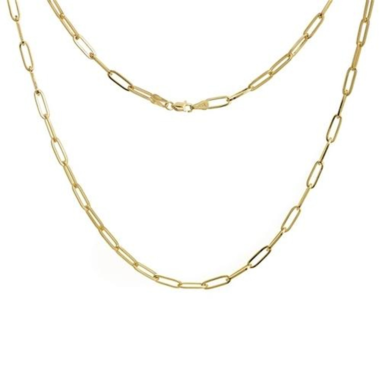 Crystal Paperclip Chain Necklace (Gold)