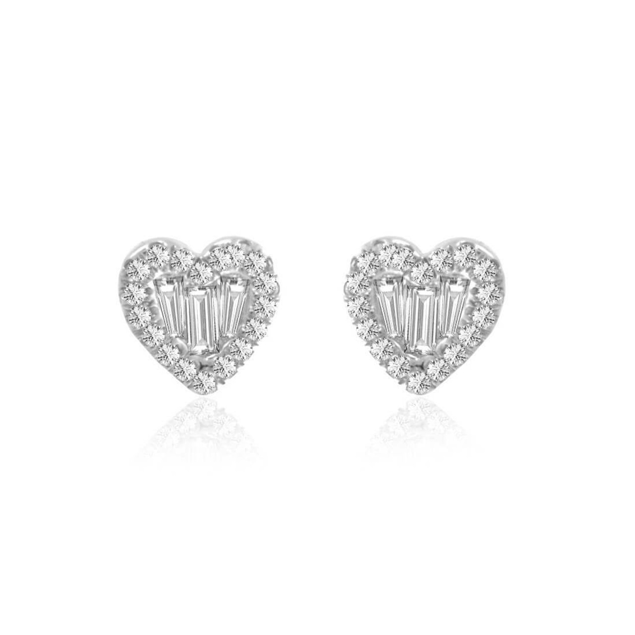 Stunning Diamond Heart White Gold Stud Earrings by Meira T | Giving ...