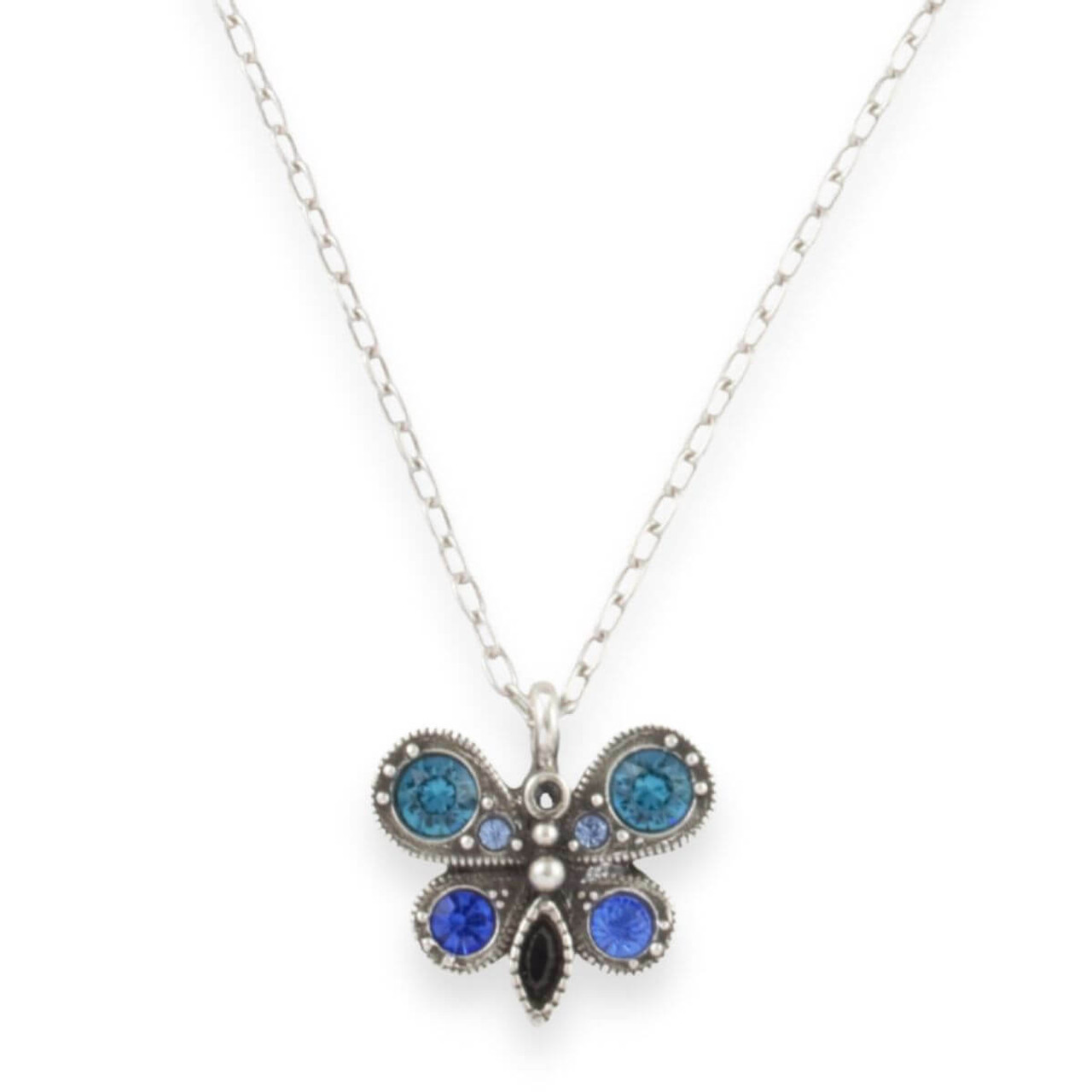 Silver Dainty Diamante Butterfly Necklace